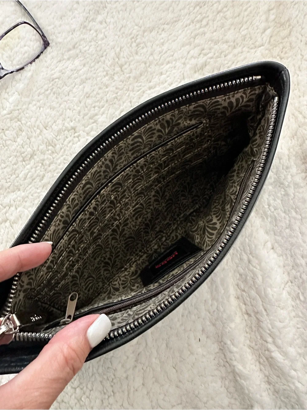 HOBO Black Leather Zip Toiletry Pouch - Picture 5 of 5